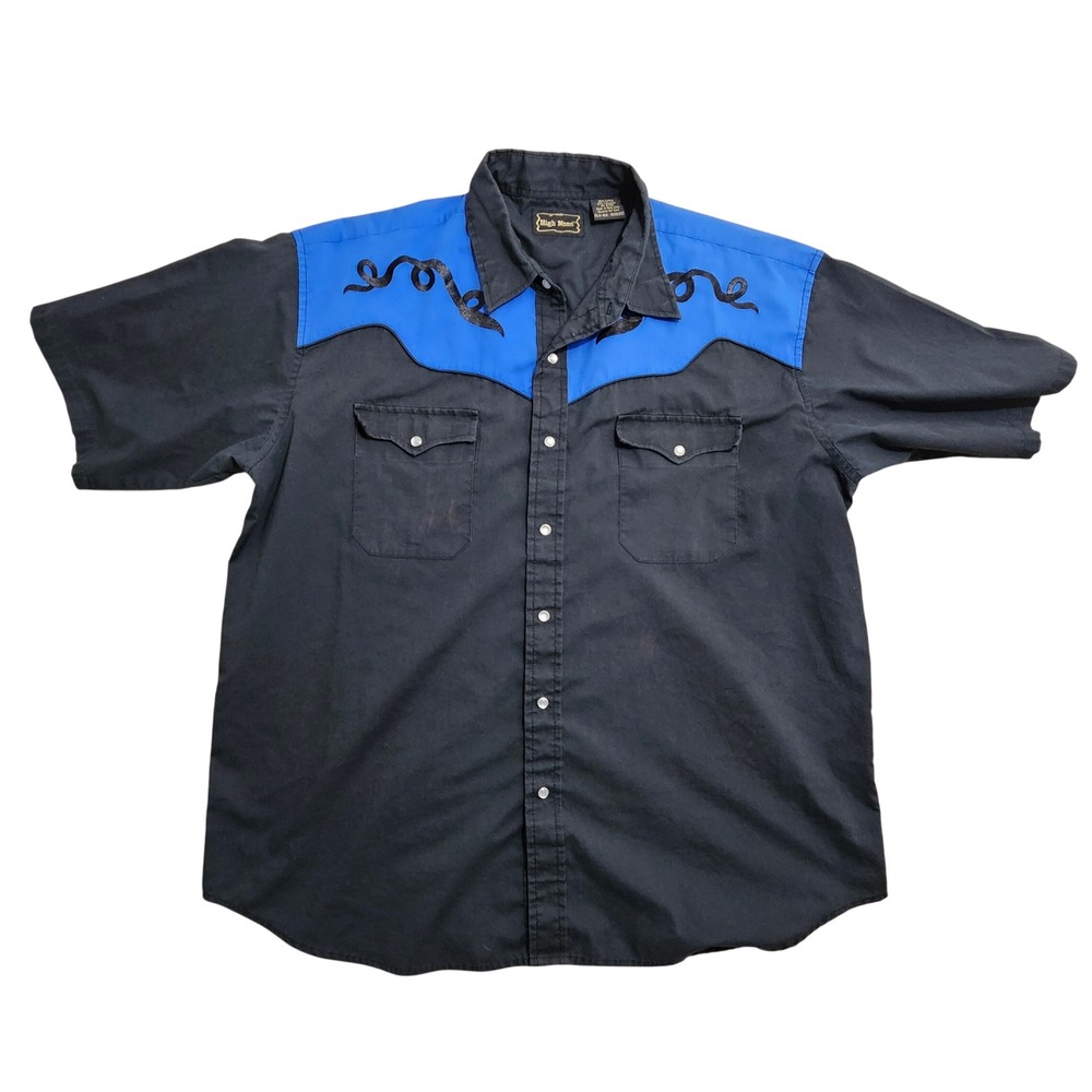 Vintage High Noon Western Snap Shirt XL Embroidered Short Sleeve Colorblock